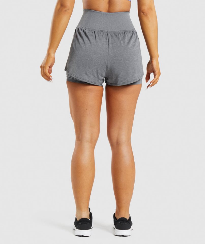 Women's Gymshark Vital Seamless 2.0 2-in-1 Shorts Grey | NZ 2YFGZE